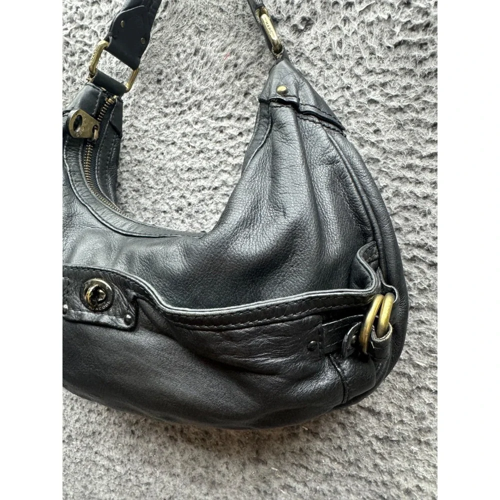 Marc Jacobs Authentic Womens Leather Turn Lock Hobo Shoulder Bag Black 13.5 x 6